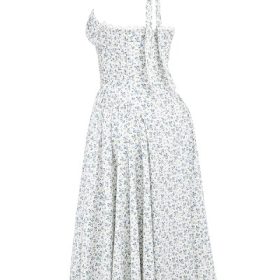Adabella White Bluebell Print Cotton Halter Sundress - Image 3