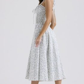 Adabella White Bluebell Print Cotton Halter Sundress - Image 10