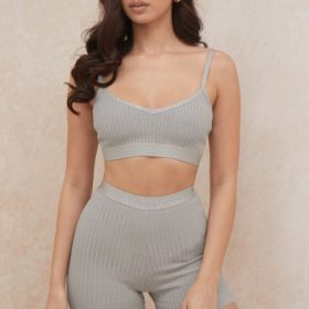 Eden Grey Marl Bandage Shorts - Image 7