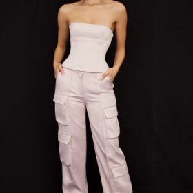 Daria Crystal Satin Straight Leg Cargo Trousers - Image 5
