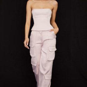 Daria Crystal Satin Straight Leg Cargo Trousers - Image 6