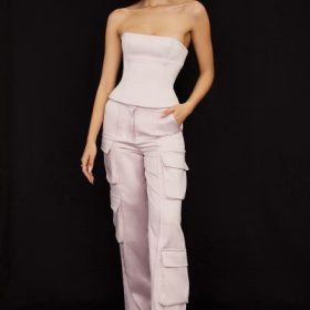Daria Crystal Satin Straight Leg Cargo Trousers - Image 7