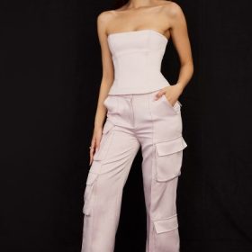 Daria Crystal Satin Straight Leg Cargo Trousers - Image 8