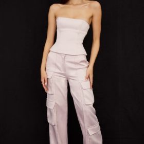 Daria Crystal Satin Straight Leg Cargo Trousers - Image 9
