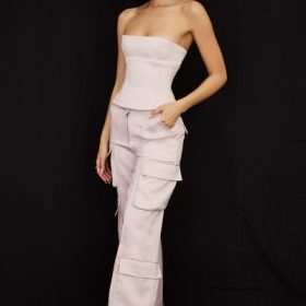 Daria Crystal Satin Straight Leg Cargo Trousers - Image 11