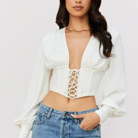 Mirabelle White Lace Up Corset - Image 5
