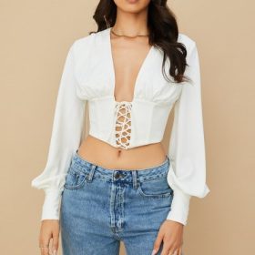 Mirabelle White Lace Up Corset - Image 8