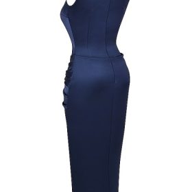 Roxanne Navy Thigh Slit Maxi Dress - Image 3