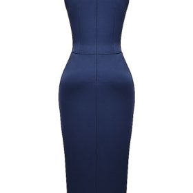 Roxanne Navy Thigh Slit Maxi Dress - Image 4