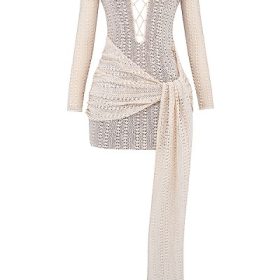Carmelita Natural Knit Lace Up Dress - Image 2