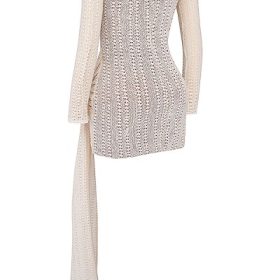 Carmelita Natural Knit Lace Up Dress - Image 3