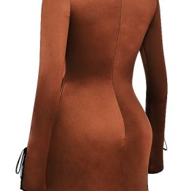 Sakina Copper Satin Mini Dress - Image 3
