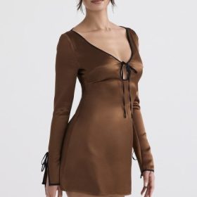 Sakina Copper Satin Mini Dress - Image 9