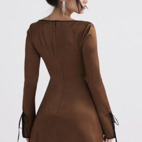 Sakina Copper Satin Mini Dress - Image 10