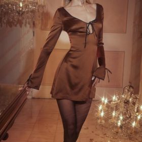 Sakina Copper Satin Mini Dress - Image 11