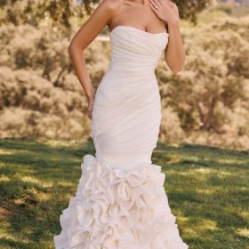 Gabrielle Ivory Strapless Ruffle Bridal Gown