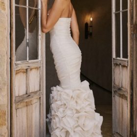Gabrielle Ivory Strapless Ruffle Bridal Gown - Image 5