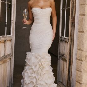 Gabrielle Ivory Strapless Ruffle Bridal Gown - Image 11