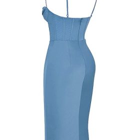 Myrna Aegean Blue Corset Midi Dress - Image 3