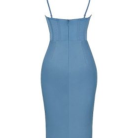 Myrna Aegean Blue Corset Midi Dress - Image 4