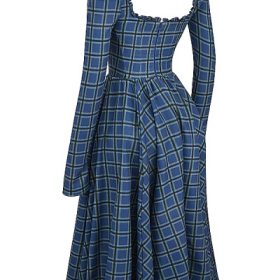 Delia Blue Tartan Midi Dress - Image 3