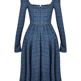 Delia Blue Tartan Midi Dress - Image 4