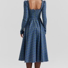 Delia Blue Tartan Midi Dress - Image 12