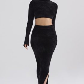 Rene Black Chenille Maxi Skirt - Image 6