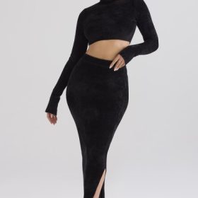 Rene Black Chenille Maxi Skirt - Image 9
