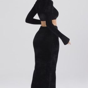 Rene Black Chenille Maxi Skirt - Image 11