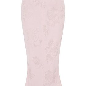 Luisette Pink Metallic Floral Satin Midi Skirt - Image 4