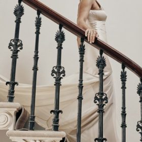 Vittoria Champagne Chiffon Floor Length Gown