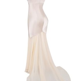 Vittoria Champagne Chiffon Floor Length Gown - Image 3