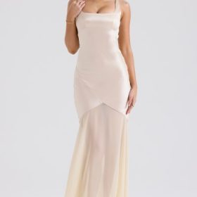 Vittoria Champagne Chiffon Floor Length Gown - Image 5