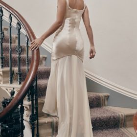Vittoria Champagne Chiffon Floor Length Gown - Image 6