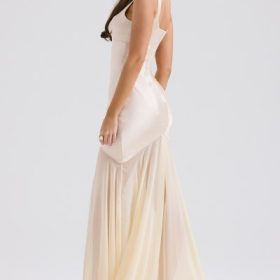 Vittoria Champagne Chiffon Floor Length Gown - Image 10