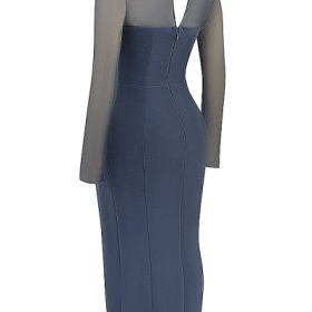 Evangelina Slate Plunge Maxi Dress - Image 3