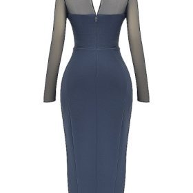 Evangelina Slate Plunge Maxi Dress - Image 4