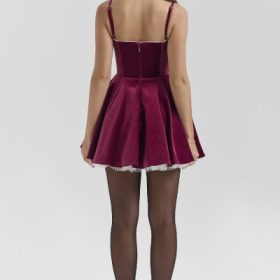 Minimoiselle Burgundy Velvet Tulle Mini Dress