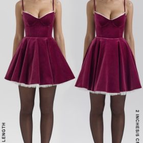 Minimoiselle Burgundy Velvet Tulle Mini Dress - Image 2