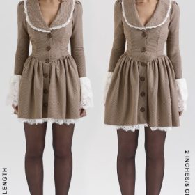 Sable Brown Puppytooth Check Mini Dress