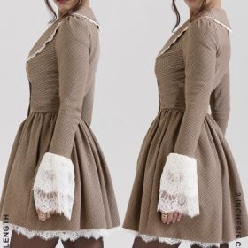 Sable Brown Puppytooth Check Mini Dress - Image 2