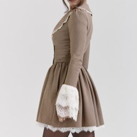 Sable Brown Puppytooth Check Mini Dress - Image 8