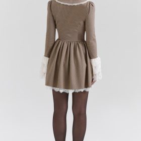 Sable Brown Puppytooth Check Mini Dress - Image 10