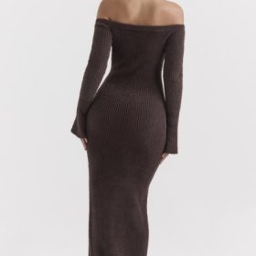 Lucena Espresso Knit Off Shoulder Dress