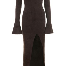 Lucena Espresso Knit Off Shoulder Dress - Image 2