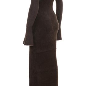 Lucena Espresso Knit Off Shoulder Dress - Image 3