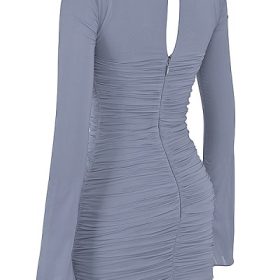 Camille Dove Grey Real Silk Mini Dress - Image 3