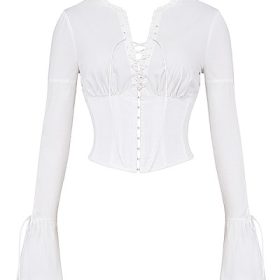 Anissa White Lace Up Top - Image 2