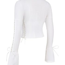 Anissa White Lace Up Top - Image 3